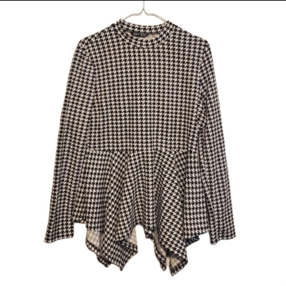 Houndstoooth pleplum Blouse